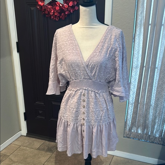 Lavender Dusty Rose Boho Lacey Mini Dress/Top - Picture 1 of 10